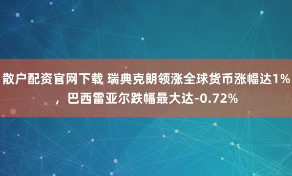散户配资官网下载 瑞典克朗领涨全球货币涨幅达1%，巴西雷亚尔跌幅最大达-0.72%