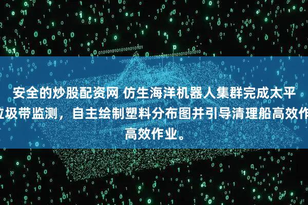 安全的炒股配资网 仿生海洋机器人集群完成太平洋垃圾带监测，自主绘制塑料分布图并引导清理船高效作业。